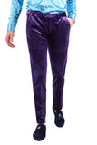 Barabas Men's Rhinestone Velvet Slim Fit Chino Dress Pants 2CP3020 Purple