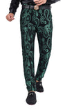 Barabas Men's Paisley Floral Print Design Luxury Pants 2CP3101 Green Black