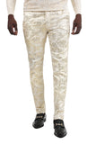 Barabas Men's Shiny Greek Fret Prints Design Chino Pants 2CP3102 Gold Cream