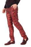 Barabas Men's Shiny Greek Fret Prints Design Chino Pants 2CP3102 Red Black