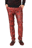 Barabas Men's Shiny Greek Fret Prints Design Chino Pants 2CP3102 Red Black