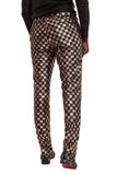 Barabas Men's Sequin Checkered Plaid Shiny Chino Pants 2CP3104 Gold Black