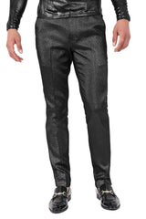 Barabas Men's Solid Color Shiny Textured Luxury Chino Pants 2cp3105 Black