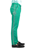 Barabas Men's Medusa Greek Key Pattern Rhinestone Dress Pants 2CPR12 Greenn