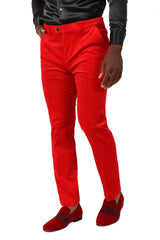 Barabas Men's Premium Corduroy Velvet solid color  chino pants 2CPV1 Red