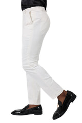 Barabas Men's Premium Corduroy Velvet solid color  chino pants 2CPV1 White