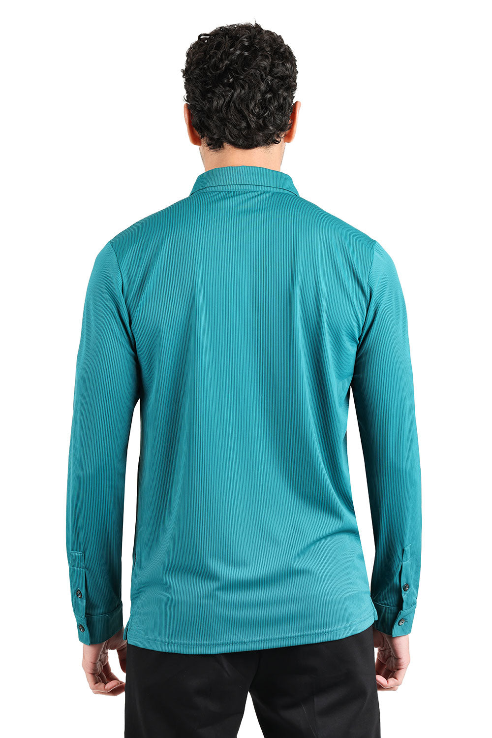 Barabas Men's Premium Solid Color Long Sleeve Polo Shirts 2DPL30 Teal