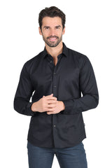 BARABAS men's solid tailor wear button down dress shirt 2DPS01 Black