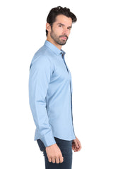 BARABAS men's solid tailor wear button down dress shirt 2DPS01 Blue