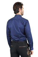 BARABAS men's solid tailor wear button down dress shirt 2DPS01 Navy