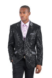 Barabas Men's Shiny Sequins Peak Lapel Luxury blazer 2EBL8 Black
