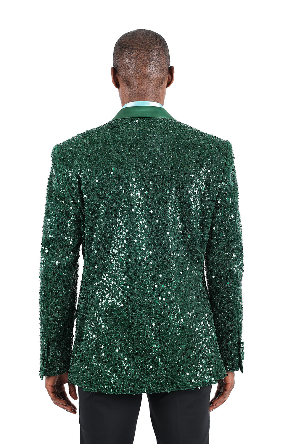 Barabas Men's Shiny Sequins Peak Lapel Luxury blazer 2EBL8 Hunter Green