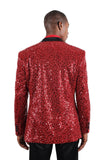 Barabas Men's Shiny Sequins Peak Lapel Luxury blazer 2EBL8 Red