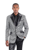 Barabas Men's Shiny Sequins Peak Lapel Luxury blazer 2EBL8 Silver