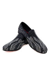 Barabas Men's Jewel Rhinestone Geometric Slip On Dress Shoes 2ESH1 Black