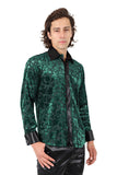 Barabas Men's Luxury French Cuff Long Sleeve Button Down Shirt FCS1003 Emerald Black