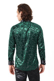 Barabas Men's Luxury French Cuff Long Sleeve Button Down Shirt FCS1003 Emerald Black