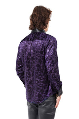 Barabas Men's Luxury French Cuff Long Sleeve Button Down Shirt FCS1003 Purple Black