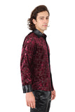 Barabas Men's Luxury French Cuff Long Sleeve Button Down Shirt FCS1003 Burgundy Black