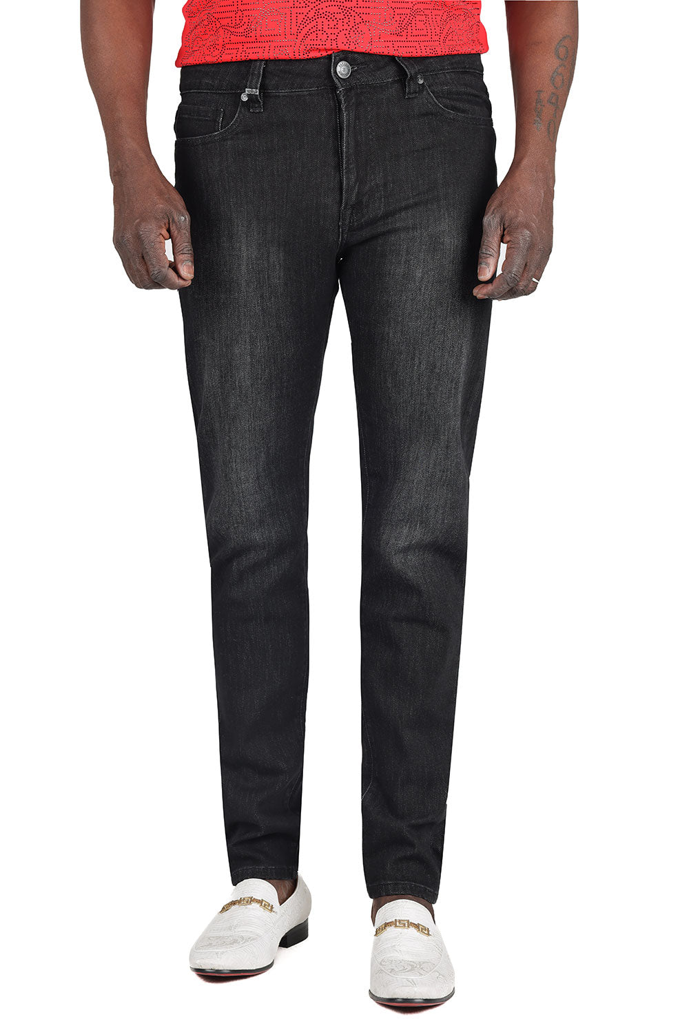 Barabas Men's Washed Black Premium Denim Jeans 2JE01SL Black