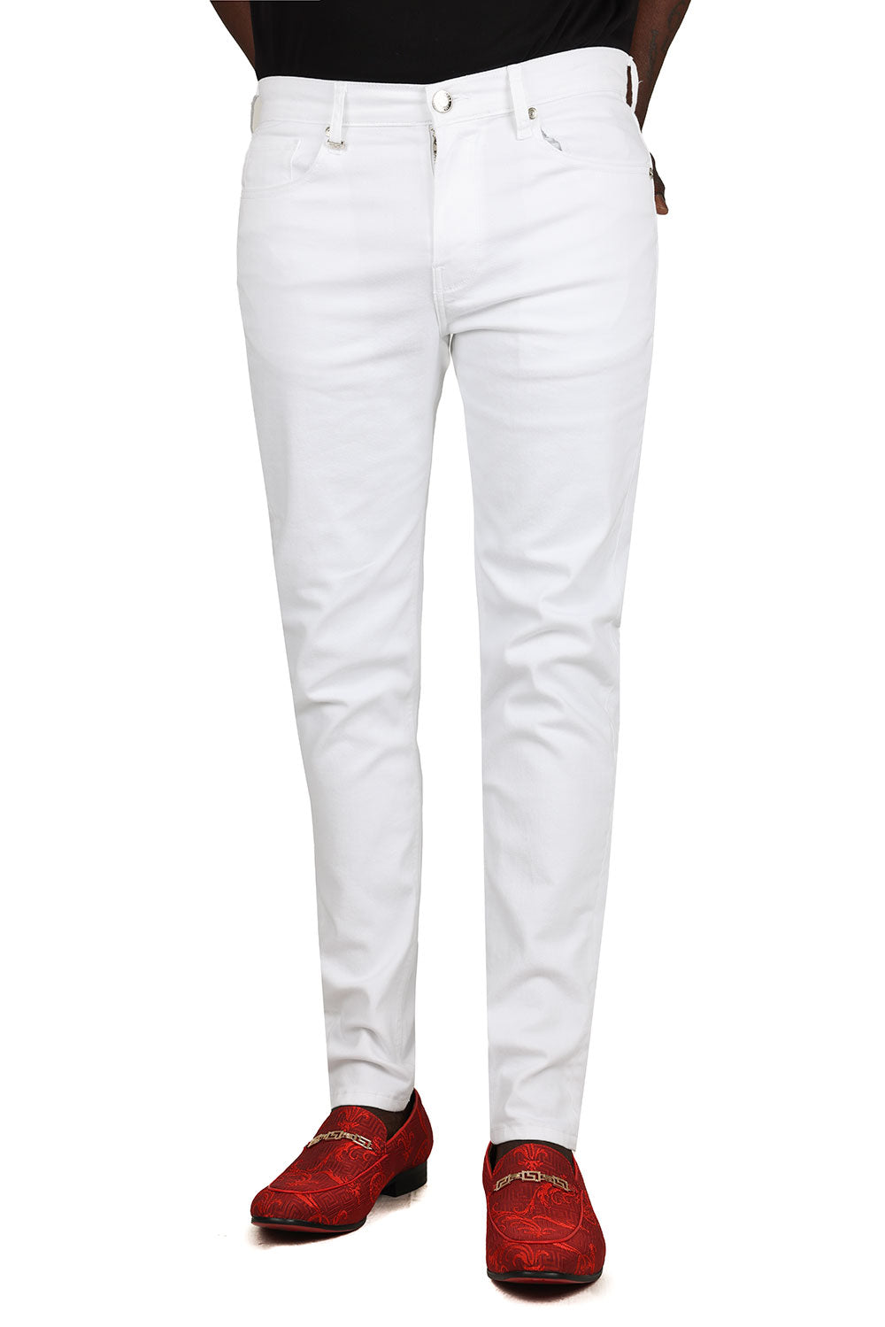 Barabas Men's Straight Fit Premium Solid White Denim Jeans 2JE10SL