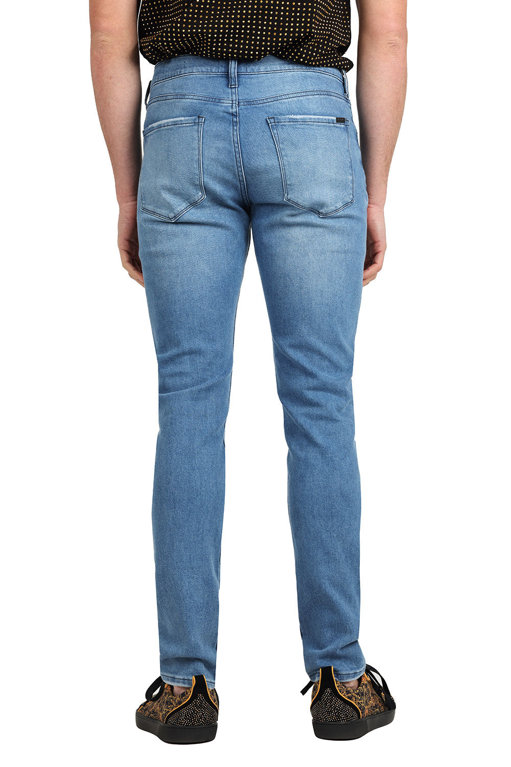 Barabas Men's Solid Color Slim Fit Stretch Washed Jeans 2JE11SL Ligh Blue