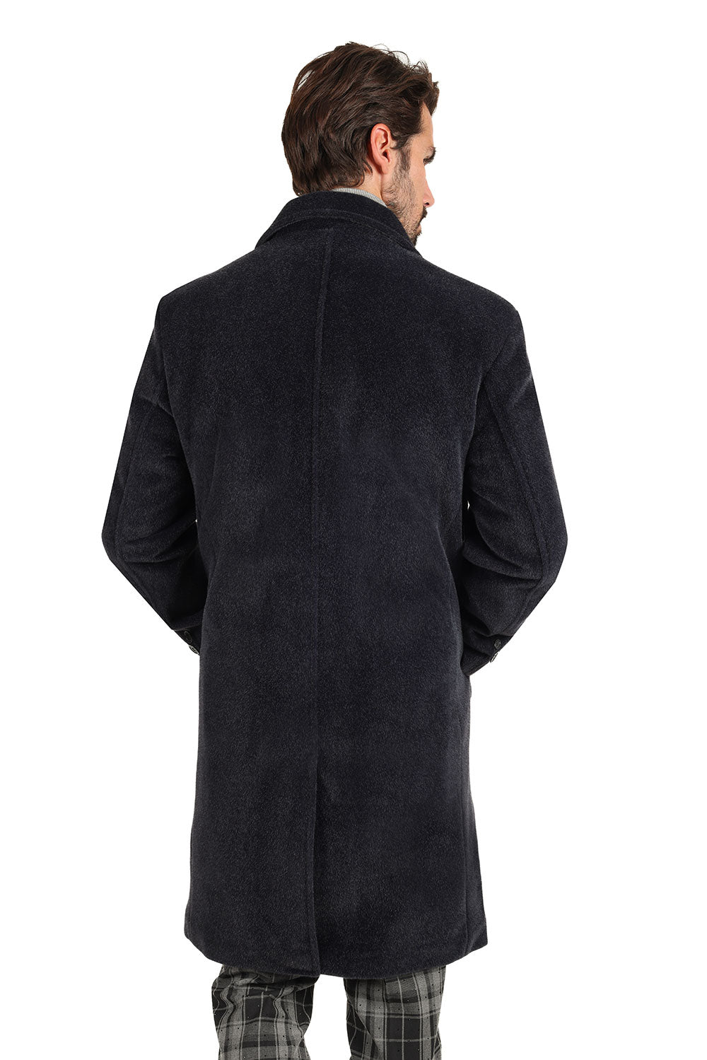 Barabas Men's Solid Color Luxury Collared Over Coat Jacket 2JLW01 Charcoal