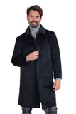 Barabas Men's Solid Color Luxury Collared Over Coat Jacket 2JLW04 Navy