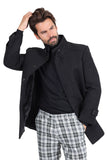 Barabas Men's Solid Color Luxury Collared Over Coat Jacket 2JLW03 Black