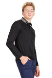 Barabas Men's Solid Color Luxury Long Sleeves Polo Shirts 2LPL2000 Black