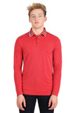 Barabas Men's Solid Color Luxury Long Sleeves Polo Shirts 2LPL2000 Red