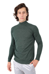 Men's Turtleneck Ribbed Solid Color Mock Turtleneck Sweater 2LS2103 Emerald