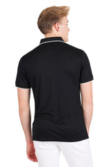 Barabas Men's Solid Color Luxury Short Sleeves Polo Shirts 2PP825 Black