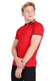 Barabas Men's Solid Color Luxury Short Sleeves Polo Shirts 2PP826 Red