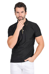 BARABAS Men's Solid Color Diamond Textured Premium Polo Shirts 2PP828