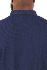 Barabas Men's  Geometric Silky Stretch Short Sleeve Polo Shirts 2PP830 Navy 