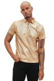 Barabas Men's Snake Luxury Metallic Print Design Polo Shirt 2PP831 Gold