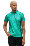 Barabas Men's Snake Luxury Metallic Print Design Polo Shirt 2PP831 Green