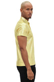 Barabas Men's Snake Luxury Metallic Print Design Polo Shirt 2PP831 yellow