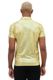 Barabas Men's Snake Luxury Metallic Print Design Polo Shirt 2PP831 yellow