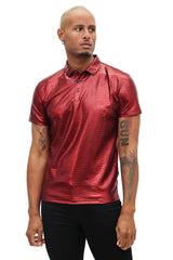 Barabas Men's Snake Luxury Metallic Print Design Polo Shirt 2PP831 Wine