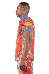 Barabas Men's Medusa Angel Floral Baroque Polo Shirts 2PSP07 Multi