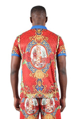 Barabas Men's Medusa Angel Floral Baroque Polo Shirts 2PSP07 Multi