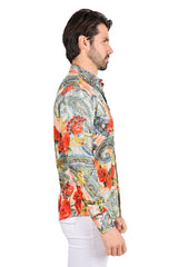 Barabas Men's Floral Paisley Rose Printed Long Sleeve Shirts 2SA09