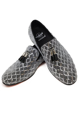 Barabas Men's Sequin Design Tassel Slip On Loafer Shoes 2SH3099 Silver