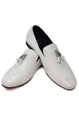Barabas Men's Rhinestone Tassel black Velvet Slip On Loafer Shoes 2SH3101