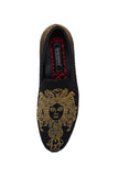 BARABAS Men's Medusa Rhinestone Jewels Slip On Dress Shoes 2SHR12 Gold