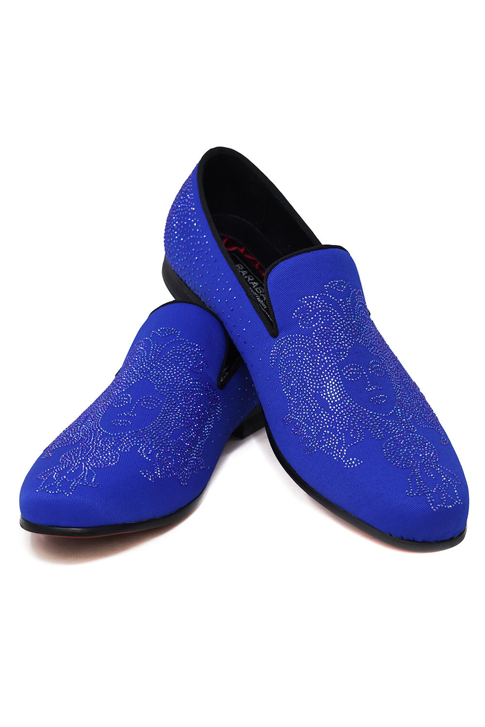 BARABAS Men's Medusa Rhinestone Jewels Slip On Dress Shoes 2SHR12 Royal