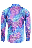 BARABAS Men's Medusa Floral Angeles Baroque Long Sleeve Shirt 2SP220 Blue