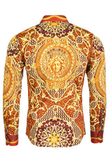 BARABAS Men's Medusa Floral Baroque Leopard Long Sleeve Shirt 2SP221 Red